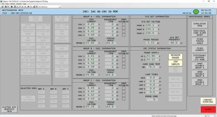 Figure 1-6 –Stationary Gripper CRC Status Display