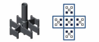 12 Finger CEA Spider and associated finger insertion pattern in fuel assemblies