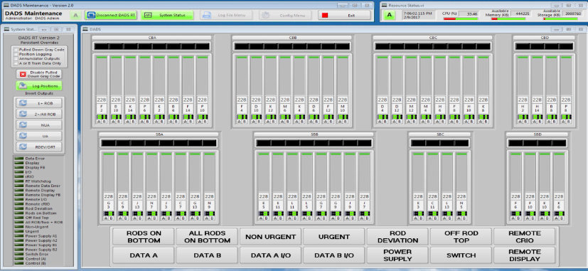 Example maintenance and data display on laptop